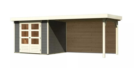 drevený domček KARIBU ASKOLA 3 + prístavok 280 cm vrátane zadnej steny (9174) sivý LG3238