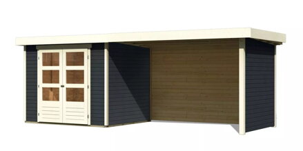 drevený domček KARIBU ASKOLA 3 + prístavok 280 cm vrátane zadnej a bočnej steny (38667) antracit LG3242
