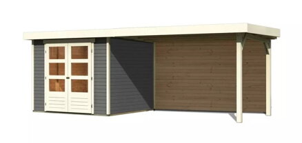 drevený domček KARIBU ASKOLA 3,5 + prístavok 280 cm vrátane zadnej steny (9150) terragrau LG3251