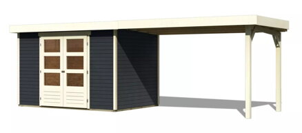 drevený domček KARIBU ASKOLA 4 + prístavok 280 cm (38673) antracit LG3266