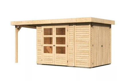 drevený domček KARIBU RETOLA 2 + prístavok 150 cm (23518) natur LG3370