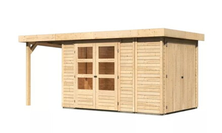 drevený domček KARIBU RETOLA 3 + prístavok 150 cm (23519) natur LG3373
