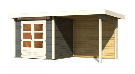 drevený domček KARIBU KANDERN 2 + prístavok 235 cm vrátane zadnej steny (23611) terragrau LG3535