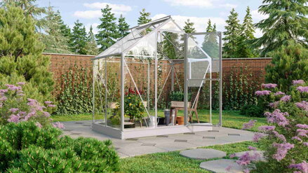 skleník VITAVIA TRITON 2500 číre sklo 3 mm strieborný LG3650