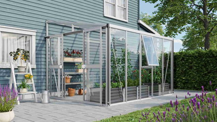 skleník VITAVIA ATHENA 8600 sklo 3 mm + PC 10 mm strieborný LG3833