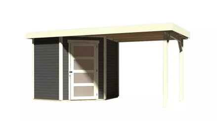 drevený domček KARIBU SCHWANDORF 3 + prístavok 240 cm (77739) terragrau LG3892
