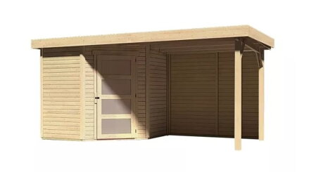 drevený domček KARIBU SCHWANDORF 3 + prístavok vrátane zadnej steny 240 cm (9210) natur LG3893