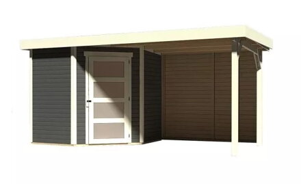 drevený domček KARIBU SCHWANDORF 3 + prístavok vrátane zadnej steny 240 cm (9211) terragrau LG3894