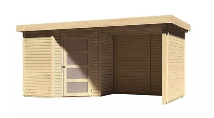 drevený domček KARIBU SCHWANDORF 3 + prístavok vrátane zadnej a bočnej steny 240 cm (77740) natur LG3895