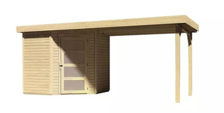 drevený domček KARIBU SCHWANDORF 3 + prístavok 280 cm (77742) natur LG3897