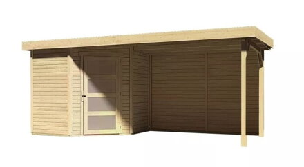 drevený domček KARIBU SCHWANDORF 3 + prístavok 280 cm vrátane zadnej steny (9212) natur LG3899