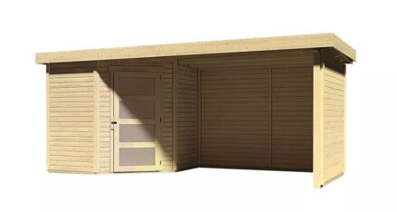 drevený domček KARIBU SCHWANDORF 3 + prístavok 280 cm vrátane zadnej a bočnej steny (77744) natur LG3901