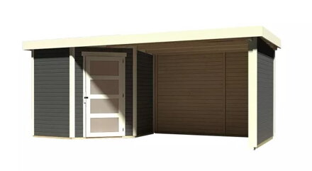 drevený domček KARIBU SCHWANDORF 3 + prístavok 280 cm vrátane zadnej a bočnej steny (77745) terragrau LG3902