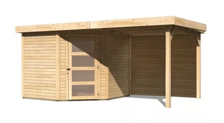 drevený domček KARIBU SCHWANDORF 5 + prístavok 240 cm vrátane zadnej steny (9214) natur LG3908