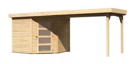 drevený domček KARIBU SCHWANDORF 5 + prístavok 280 cm (77750) natur LG3914
