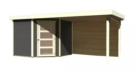 drevený domček KARIBU SCHWANDORF 5 + prístavok 280 cm vrátane zadnej steny (9219) terragrau LG3917