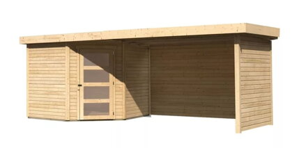 drevený domček KARIBU SCHWANDORF 5 + prístavok 280 cm vrátane zadnej a bočnej steny (77752) natur LG3918