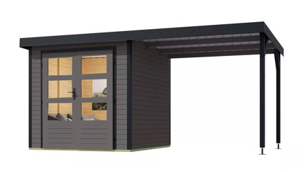 hybridný domček KARIBU JUPITER 3B (12361) terragrau / antracit + prístavok 219 cm LG4986