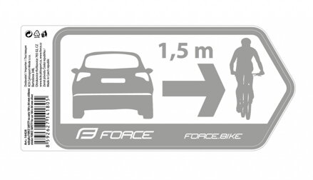 FORCE nálepka SAFETY na auto 184 x 84 mm, strieborná