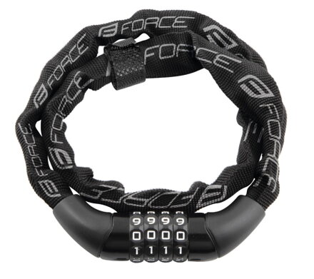 FORCE zámok CHAIN kódový 120cm/4mm, čierny