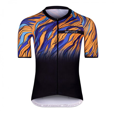 Force dres F LIFE kr. rukáv, čierno-modro-oranžový