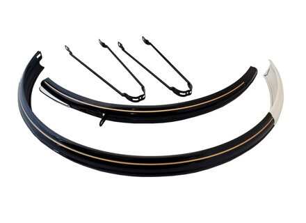 FENDER-Blatník,CS-035,19' For 700C, BLACK W/Top Cap,W/O Mudflaps,F/R w Gold Line