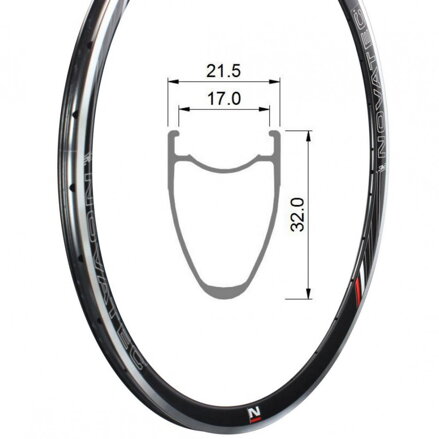 Novatec Rim RWA32C, road, tubeless ready, 622-17, L12:R12, Dynamal, sleeved, anodized black, stickers SKC with Novatec logo (Rim like Jetfly) OEM (440g)