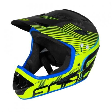 FORCE prilba TIGER downhill, čierno-fluo-modrá