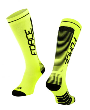 FORCE ponožky COMPRESS, fluo-čierne