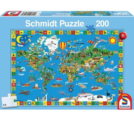 Puzzle mapa sveta - pestrofarebná zem