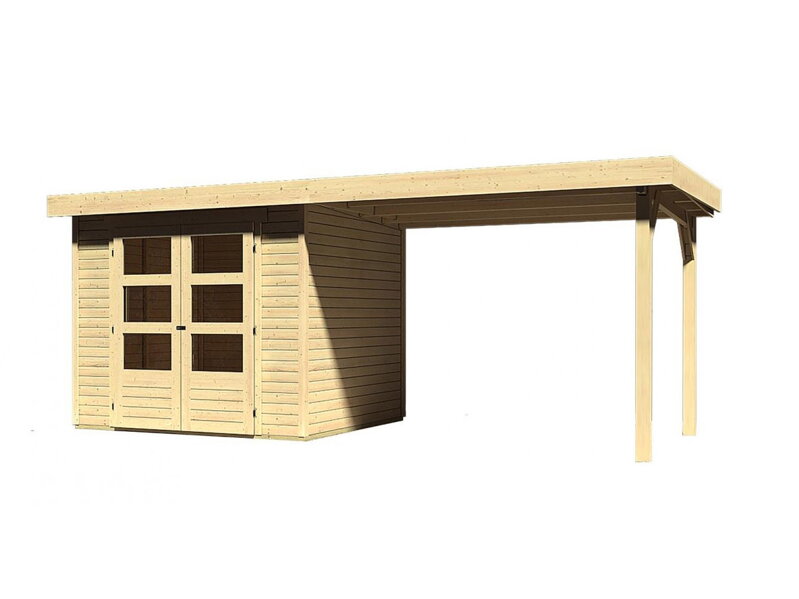 drevený domček KARIBU ASKOLA 2 + prístavok 280 cm (77723) natur