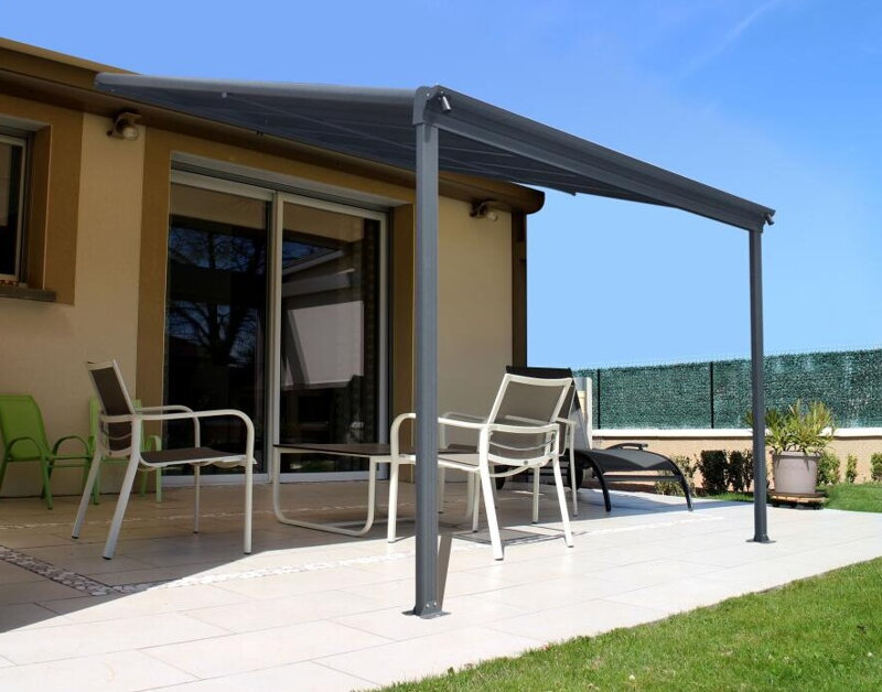 hliníková pergola LANITPLAST WALL 33 antracit + opál PC hliníková pergola LANITPLAST WALL 33 antracit + opál PC