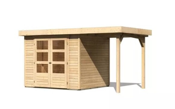 drevený domček KARIBU ASKOLA 3 + prístavok 150 cm (23491) natur LG3227