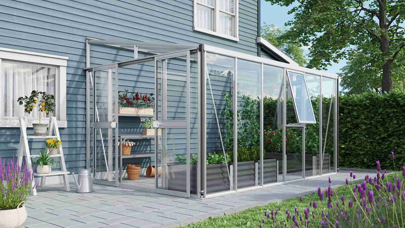 skleník VITAVIA ATHENA 10200 sklo 3 mm + PC 10 mm strieborný LG3836