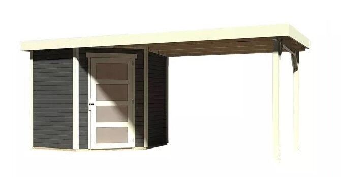 drevený domček KARIBU SCHWANDORF 3 + prístavok 280 cm (77743) terragrau LG3898