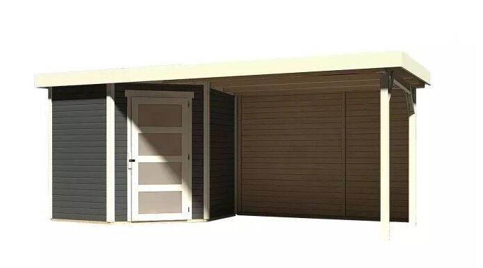 drevený domček KARIBU SCHWANDORF 3 + prístavok 280 cm vrátane zadnej steny (9213) terragrau LG3900