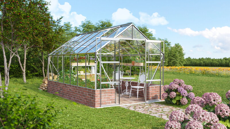 skleník VITAVIA CASSANDRA 11500 číre sklo 3 mm strieborný LG4417