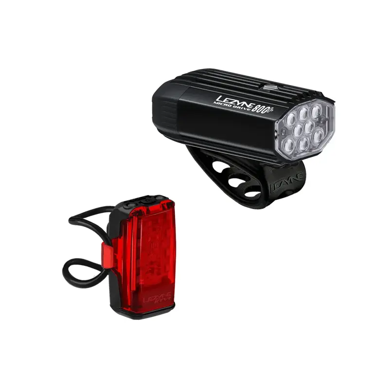 LEZYNE sada svetiel MICRO DRIVE 800+ / KTV+ DRIVE, SATIN BLACK/BLACK