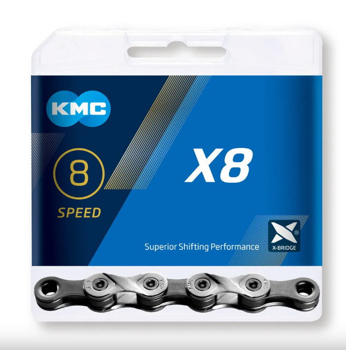 KMC Reťaz X 8 strieborno-šedá 114 článkov, X-8-93 vrátane spojky KMC Reťaz X 8 strieborno-šedá 114 článkov, X-8-93 vrátane spojky