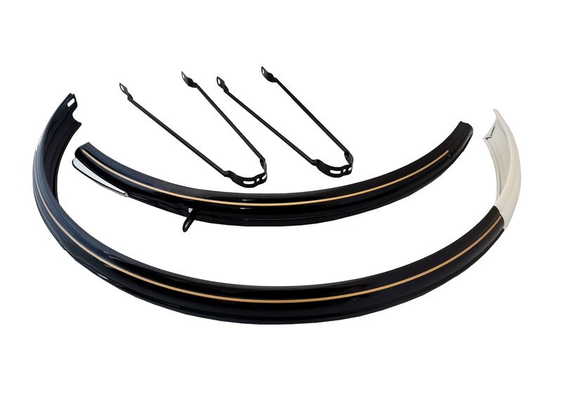 FENDER-Blatník,CS-035,19' For 700C, BLACK W/Top Cap,W/O Mudflaps,F/R w Gold Line