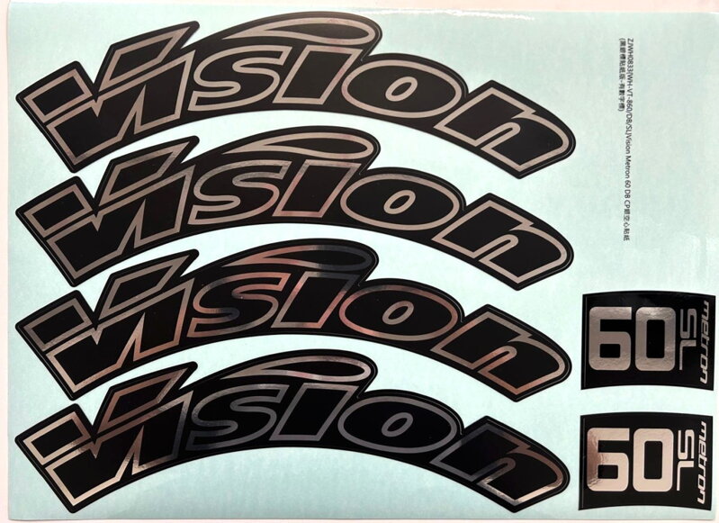 VISION nálepky na ráfik METRON 60 SL DB mirror silver (1set) TEAM 2025