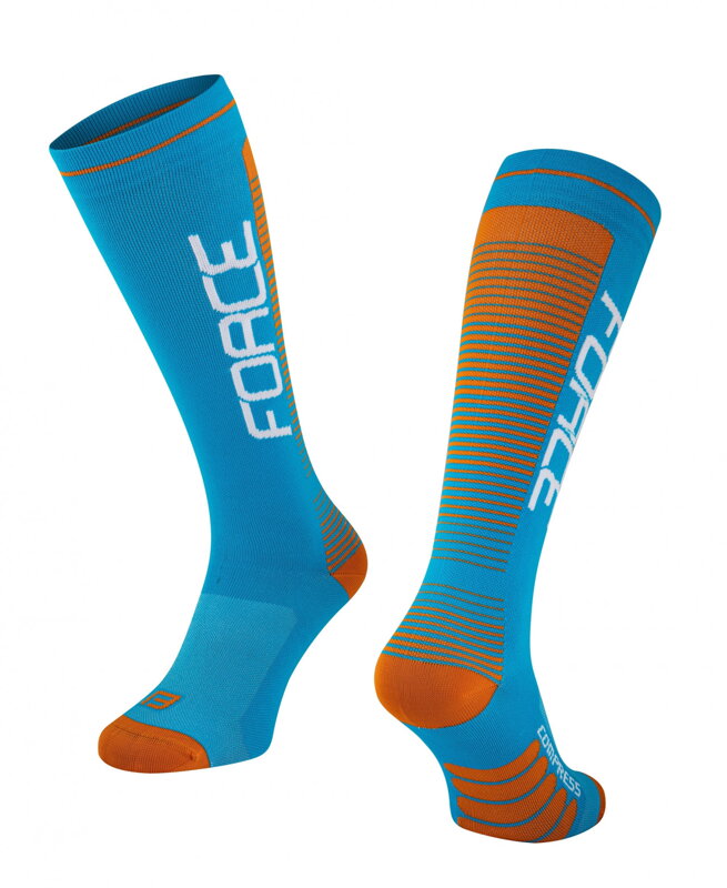 FORCE ponožky COMPRESS, modro-oranžové FORCE ponožky COMPRESS, modro-oranžové