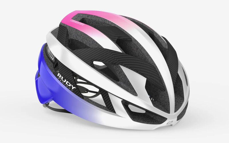 RUDY PROJECT cyklistická prilba REBEL , PEARL METAL/PINK/CYBER BLUE SHINY