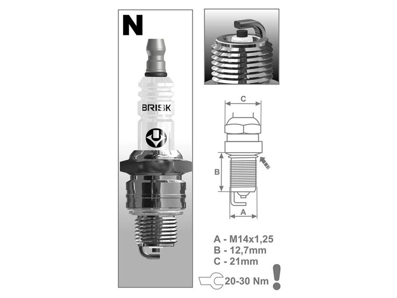 Sviečka Brisk N14C